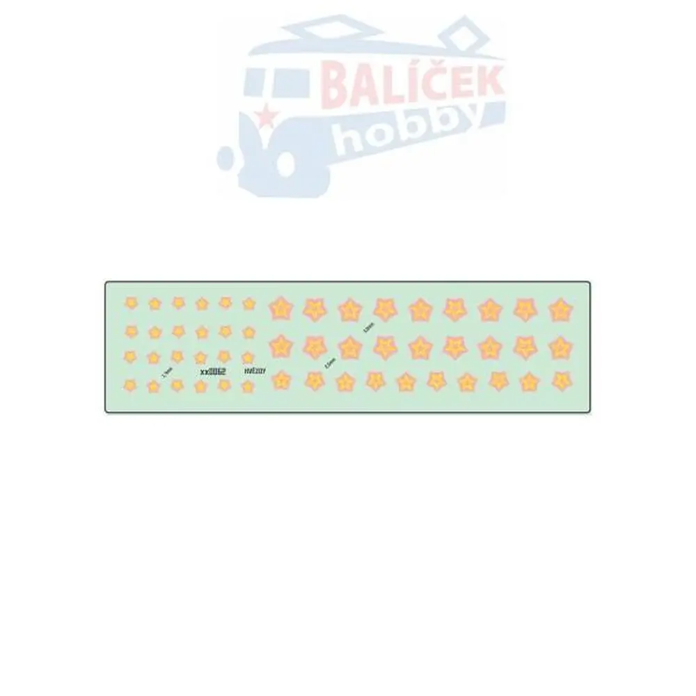 Hvězdy 1.0 mm až 2.5 mm žluté - obtisk