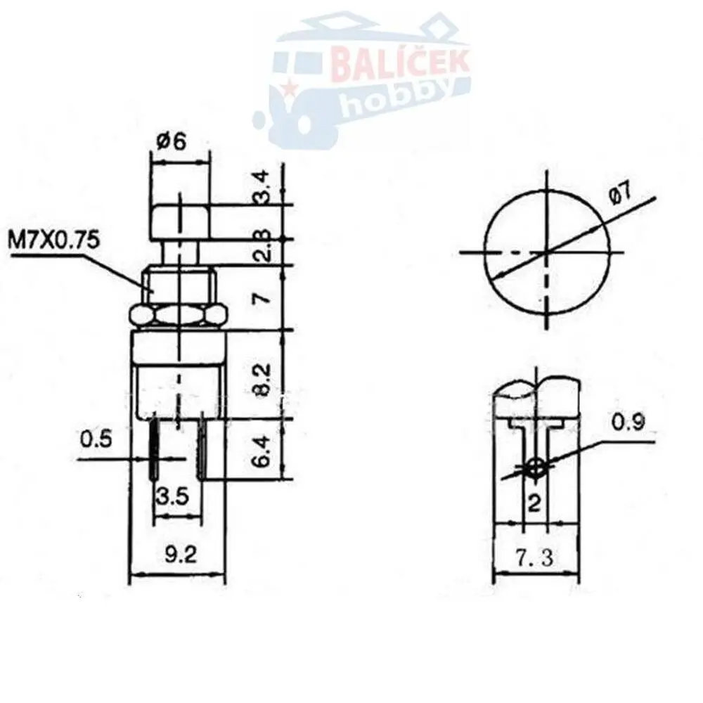 Tlačítko OFF/ON mini - černá