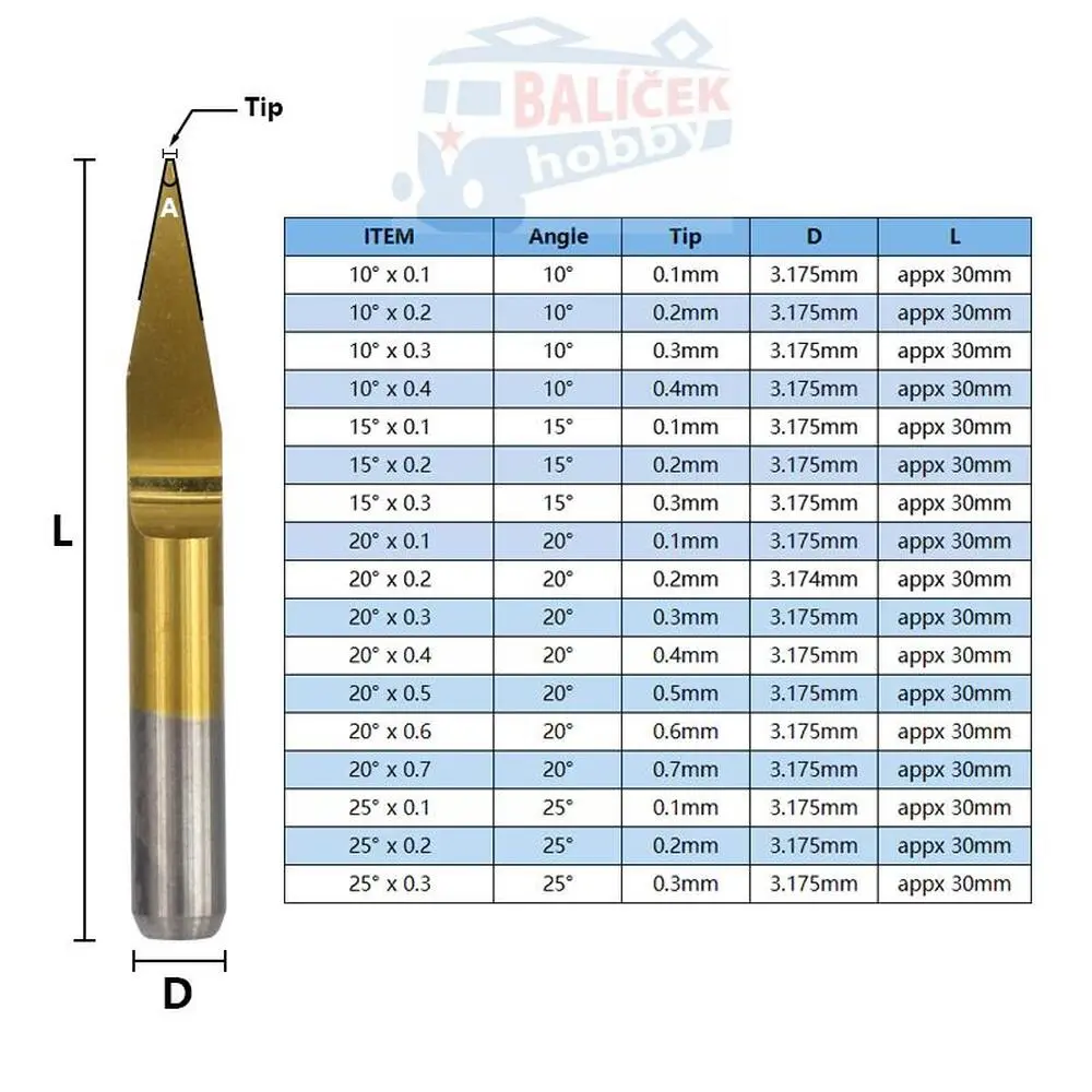 Frézovací jehla titanový povlak