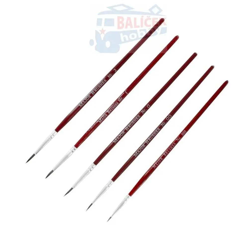 Sada štětců se sobolím vlasem, velikosti č.000 až 2 (celkem 5 ks)