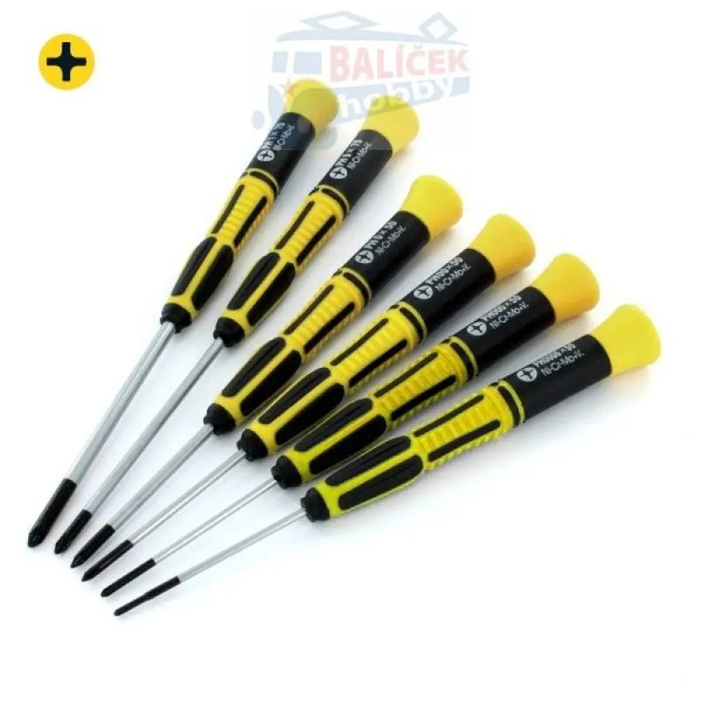 Šroubováky křížové (PH) velikost 000 až 1, sada 6 ks (žluté)