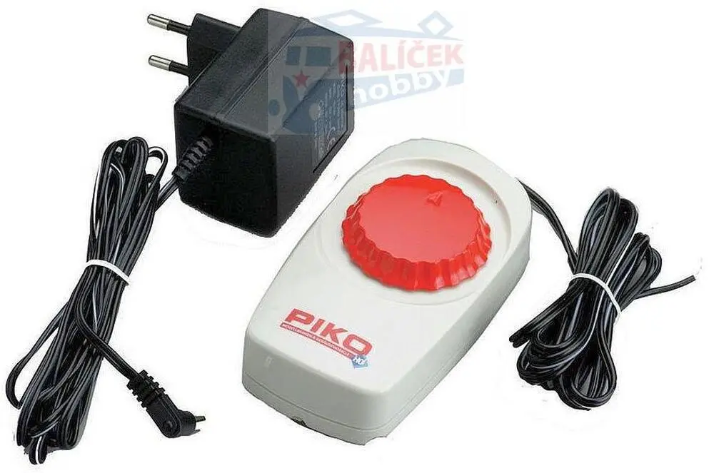 97937 PIKO - H0 - Start set obsahující dieselovou lokomotivu SM 42 a 2 otevřené vozy, kolejivo s podložím, 12 x oblouk. kolej, 6 x rovná kolej, trafo + napájení