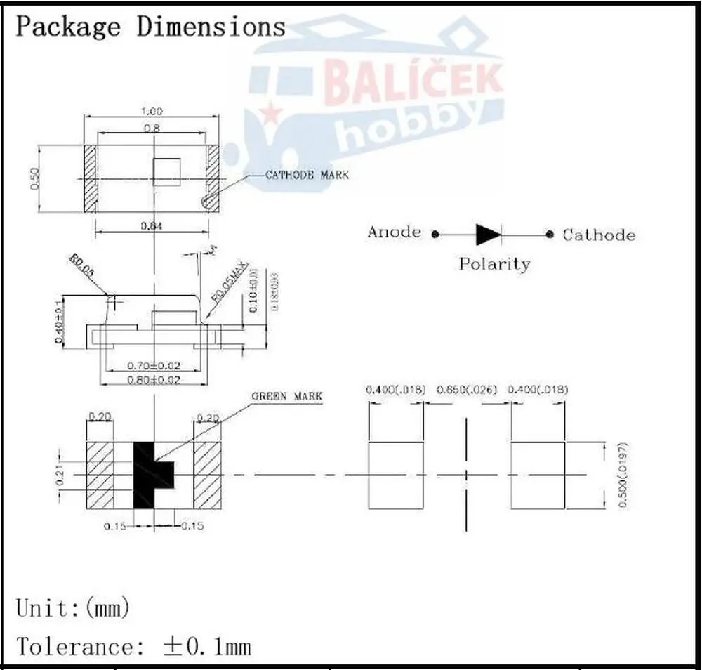 SMD Led - 0402 - studená bílá