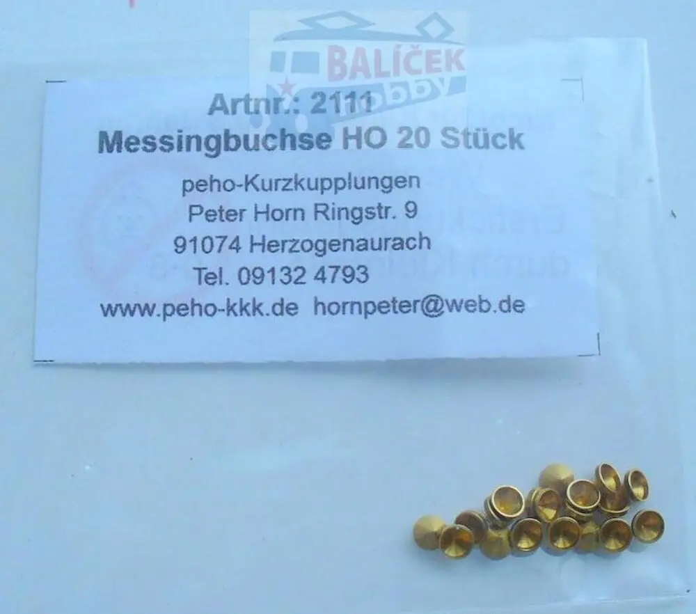 Mosazná pouzdra pro uložení dvojkolí, 20 kusů, H0, PEHO 2111