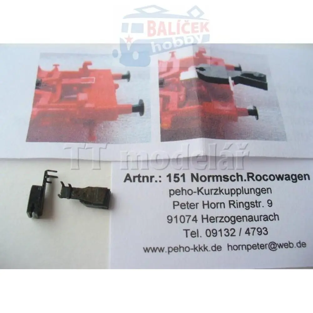 Sada k prodloužení táhel spřáhel pro vozy Roco, TT, PEHO 151