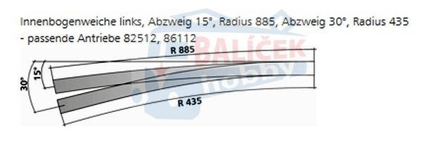 82362 Tillig H0 Bahn - IBW levá - oblouková výhybka levá