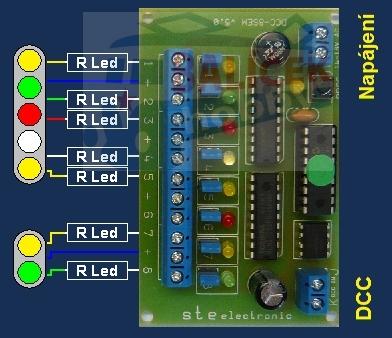 Dekodér pro návěstidlo DCC-8Sem-uni (5sv+před)/ STE 007-5P