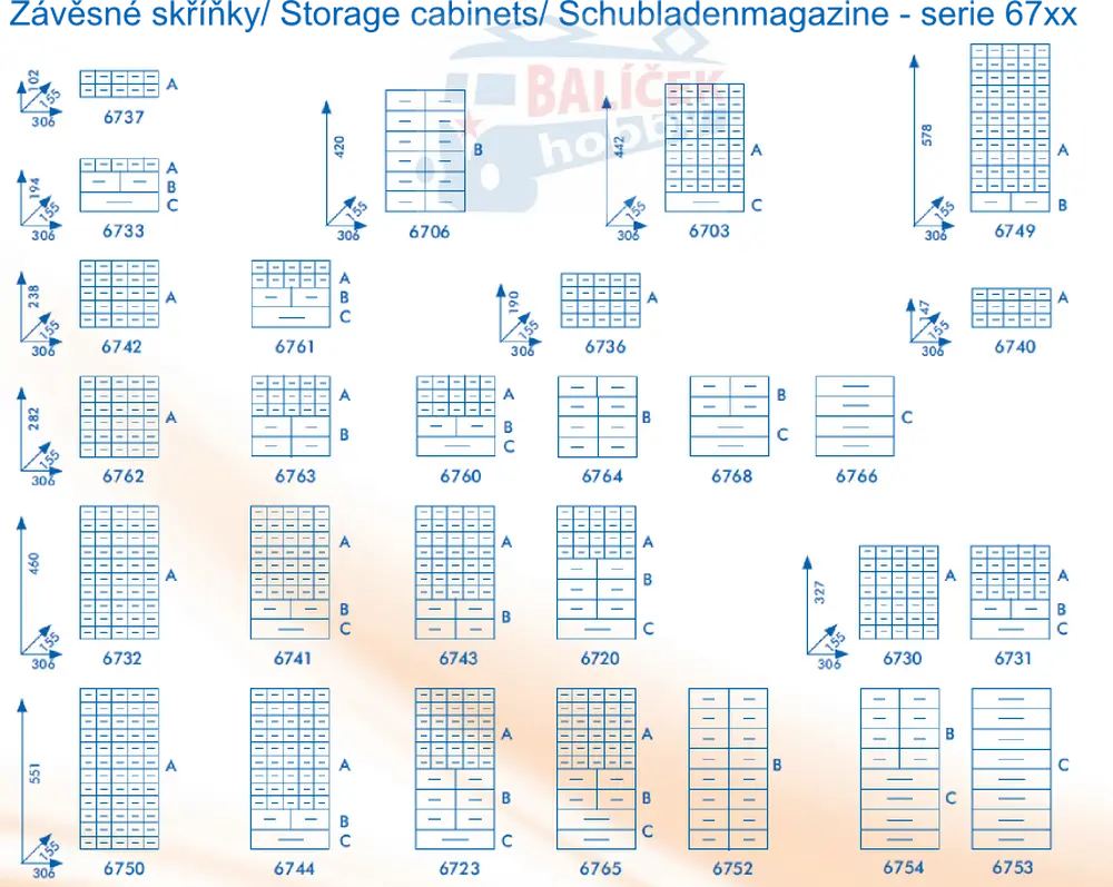 Box na nářadí MAXI – 30xA, 6xB, 1xC – 6723