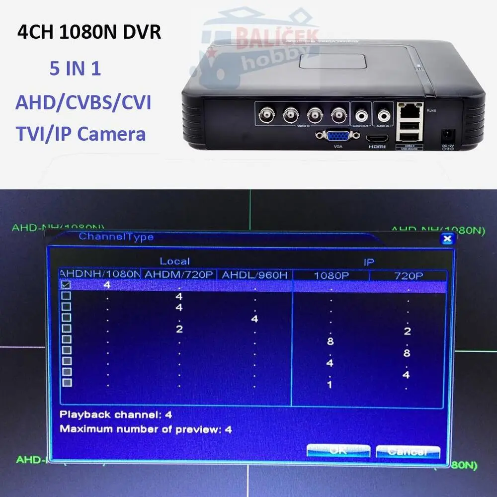 DVR 4 kanálový přijímač