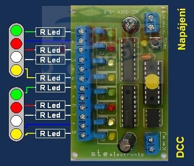 Dekodér pro návěstidlo DCC-8Sem-uni (2x3sv+2sv) / STE 007-332