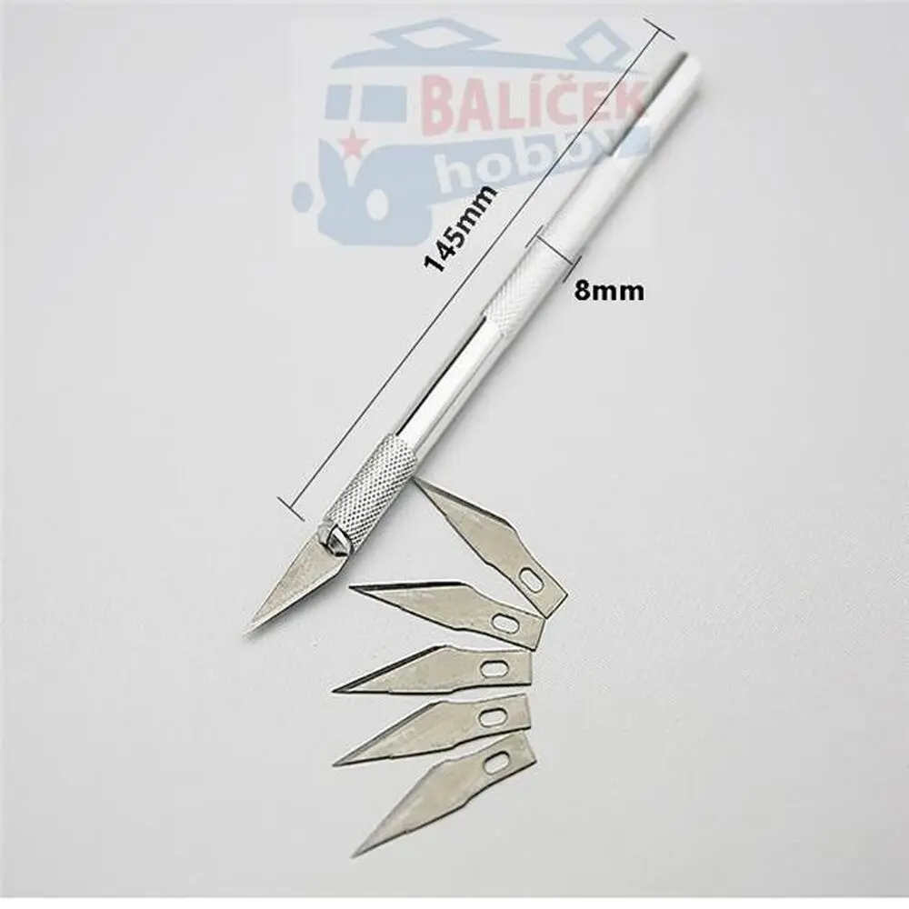 Nůž - skalpel modelářský s vyměnitelnýma planžetama - zelený