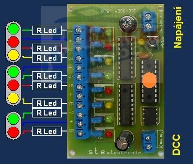 Dekodér pro návěstidlo DCC-8Sem-uni (2x4sv)/ STE 007-44