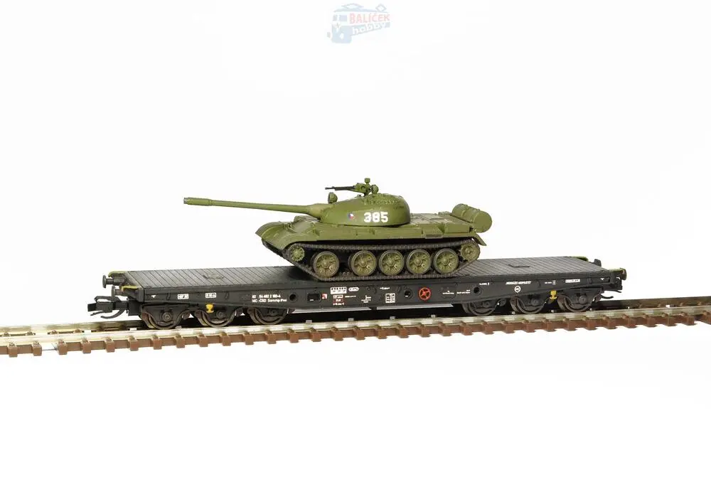 Plošinový vůz Sammp 10 s tankem T-54/55 ČSD 1:120