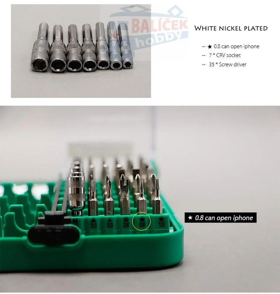 Sada šroubovacích mikrobitů vhodných na modely 60in1
