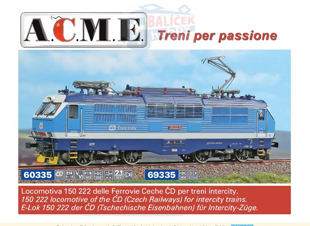 H0 - elektrická lokomotiva 150 222 ČD / A.C.M.E. 60335