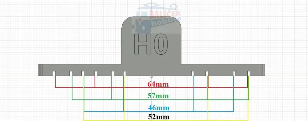Roztečník H0 -  46, 52, 57 a 64mm - 4ks